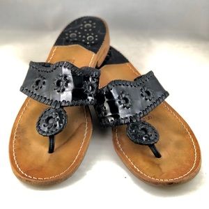 Jack Rogers Black Patent Navajo Sandals Size 9